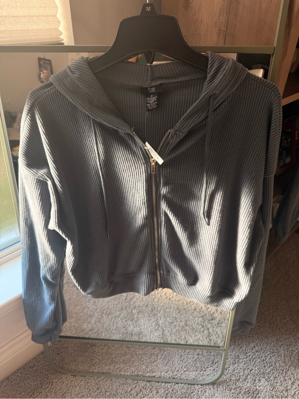 Rue21 Slate Blue Ribbed Zip Hoodie Jacket and Pant Set.